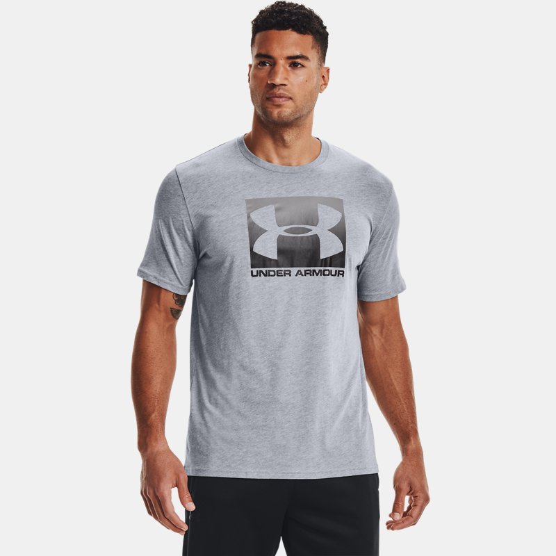 T-shirt a manica corta Under Armour Boxed Sportstyle da uomo Acciaio Light Heather / Graphite / Nero 3XL